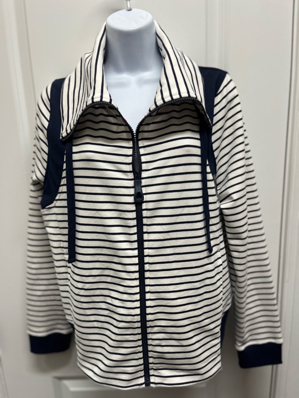 Lauren Active Ralph Lauren Navy & White Striped Full-Zip Jacket XL